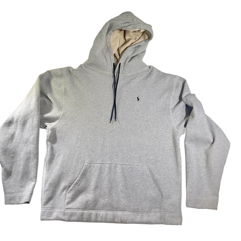 Polo Ralph Lauren Hoodie Men 4XL Check Measurements Grey w Pony Kangaroo Pocket